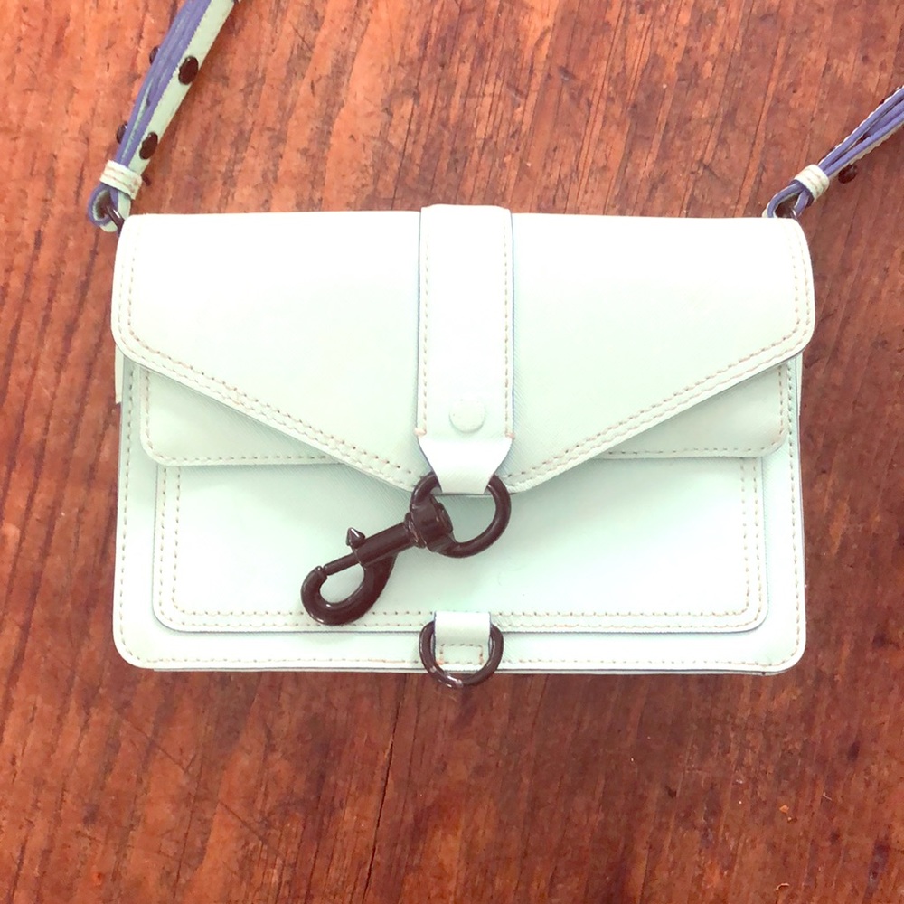 Used Rebecca minkoff purse, Mint green w/royalblue